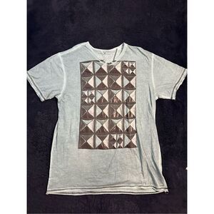 Y2K Marc Ecko V Neck T Shirt Geometric Pattern Graphic Sz XL Cyber Grunge Mall G